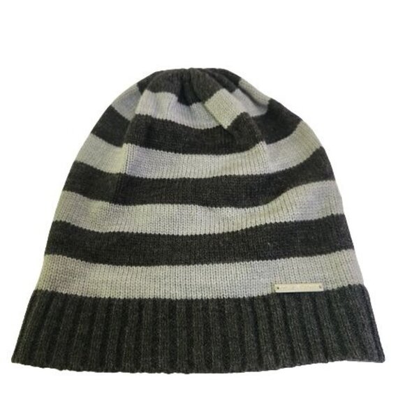 Michael Michael Kors Two Tone Gray Striped Beanie Unisex One Size - Picture 1 of 5